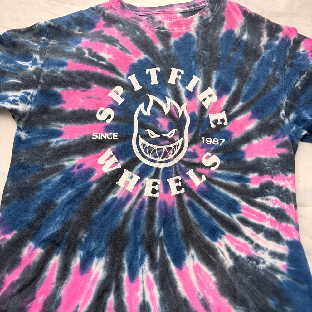 Spitfire Pink and Blue Tie-Dye Tee Meduim